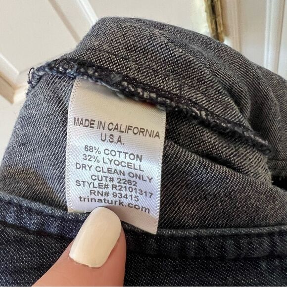 Trina Turk Serenity Tie-Front Paper Bag Chambray Denim Shorts Size 6 - Picture 5 of 10